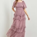 Polgram Tulle Maxi Dress in Dusty Lavender