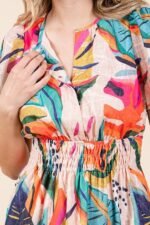 Lime 'N' Chili Abstract Print Mini Dress in Fuchsia Combo - Image 3