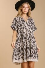 Umgee Animal Print Tiered Dress in Oatmeal ON ORDER