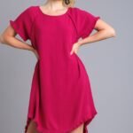 Umgee Ruby High Low Linen Blend Dress with Frayed Details
