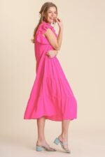 Umgee Tiered Midi Dress with Ruffled Sleeves in Hot Pink ON ORDER - Image 3